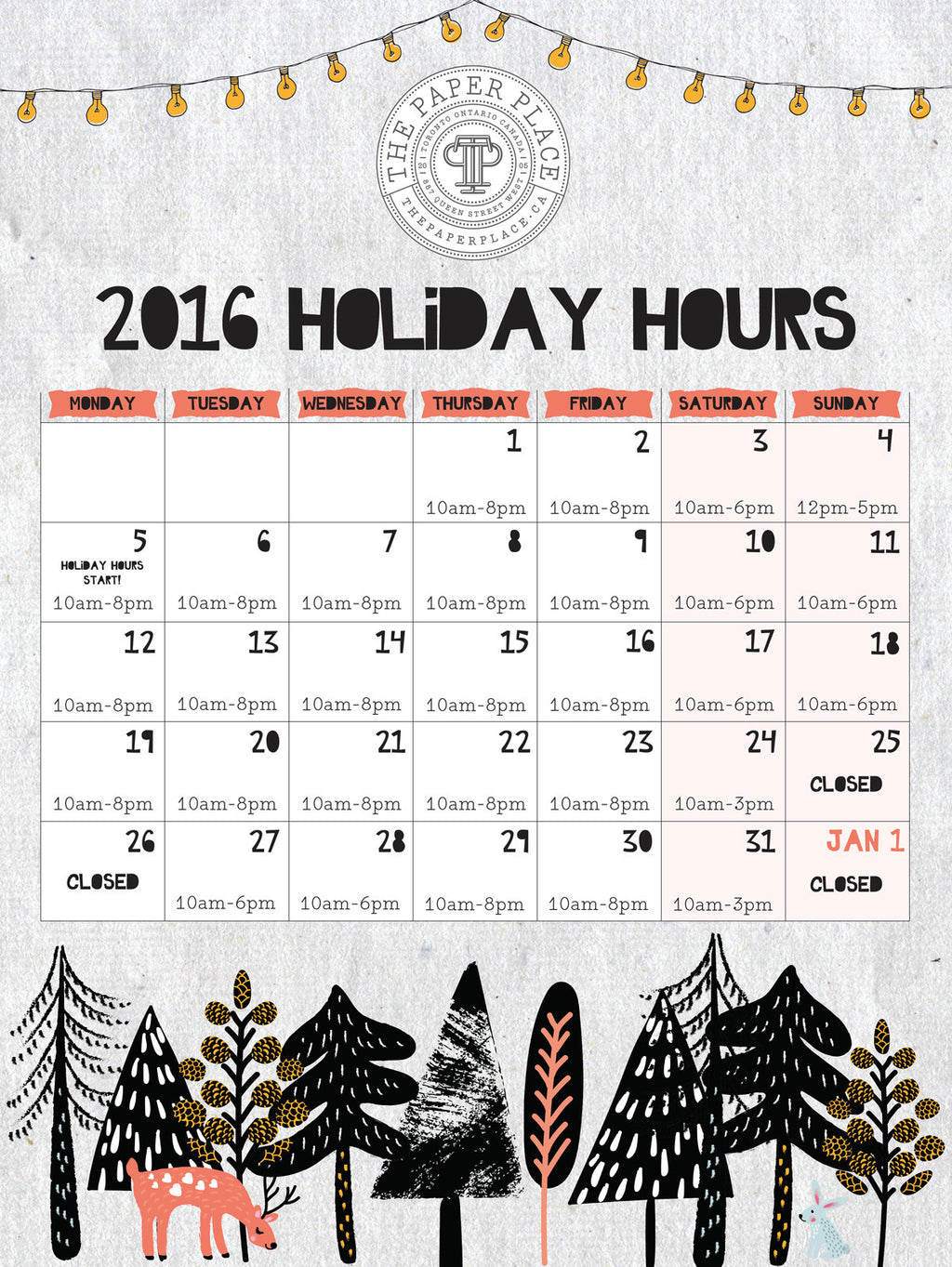 Holiday Hours and Canada Post Shipping Deadlines
