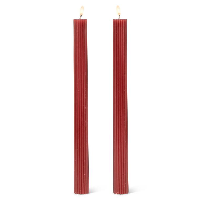 Ridged Taper Candles - Burgundy
