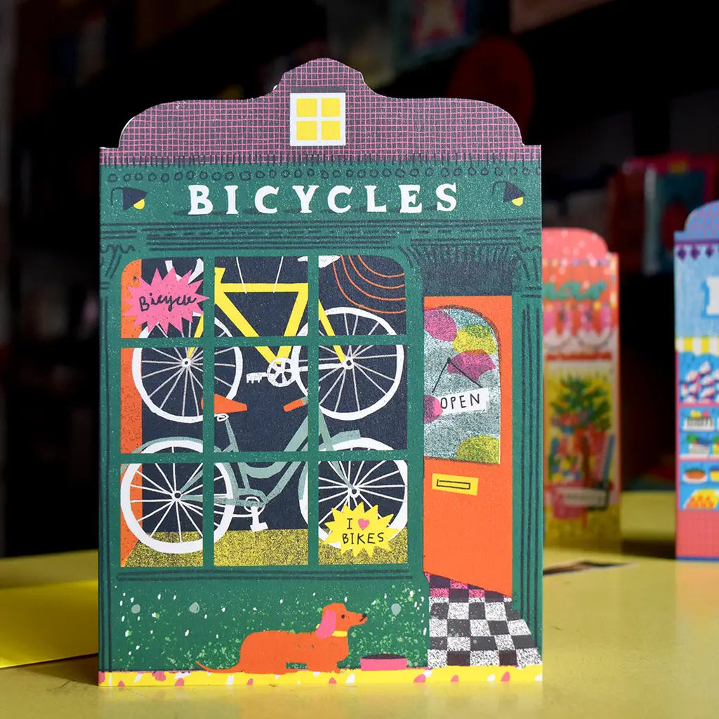 Bicycle Shop Die Cut Single Card