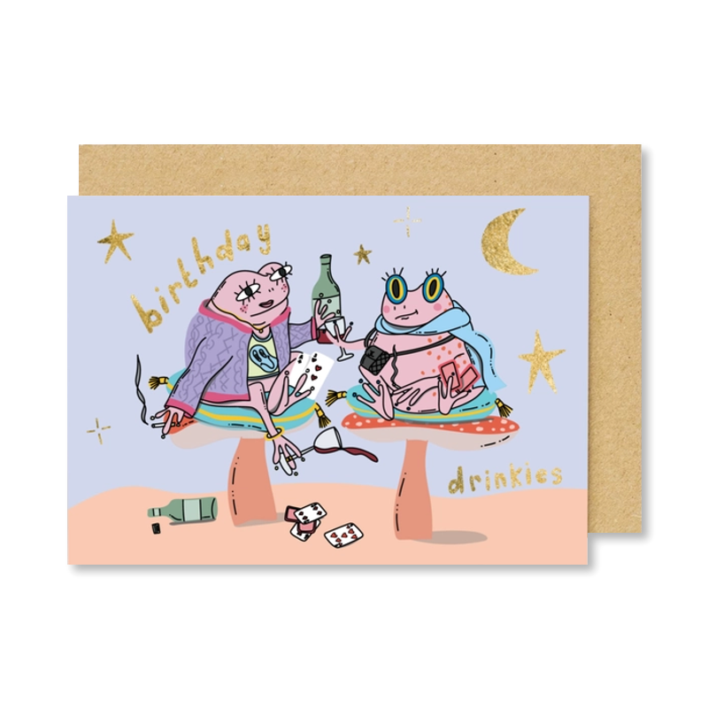 Frogs Birthday Drinkies Single Card