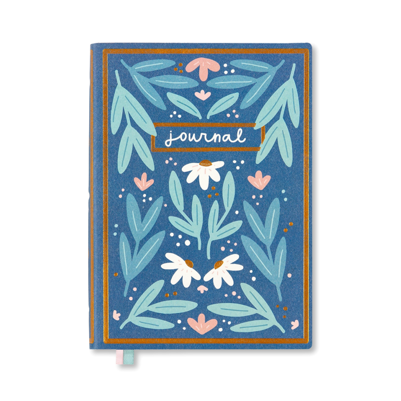 Blue Floral Softcover Book Journal