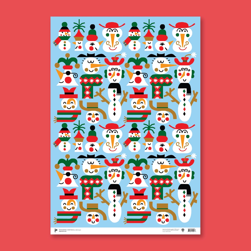 Bonhommes Gift Wrap Sheet