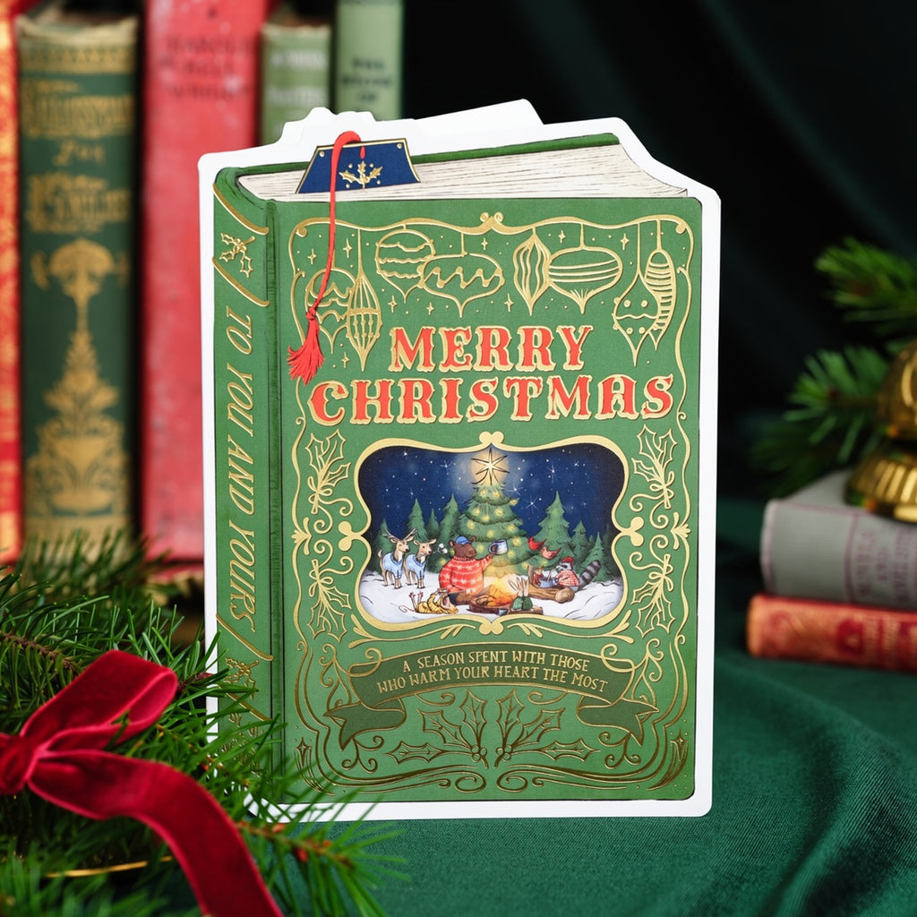 Merry Christmas Book Cover Single Card