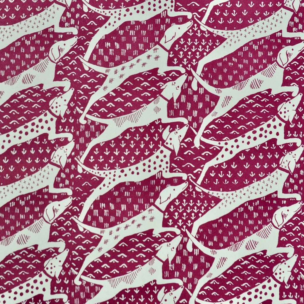 Blackcurrant Dogs Patterned Paper Gift Wrap