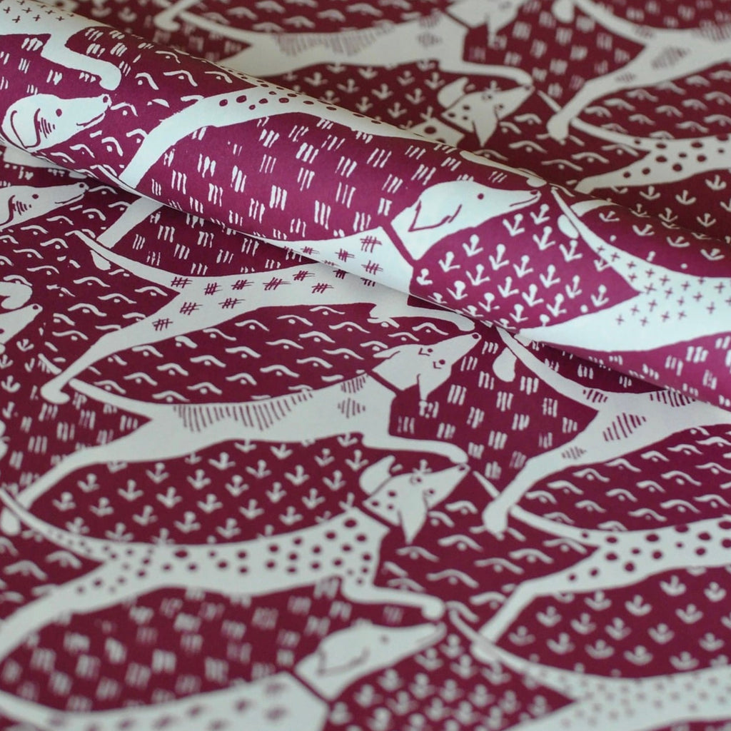 Blackcurrant Dogs Patterned Paper Gift Wrap