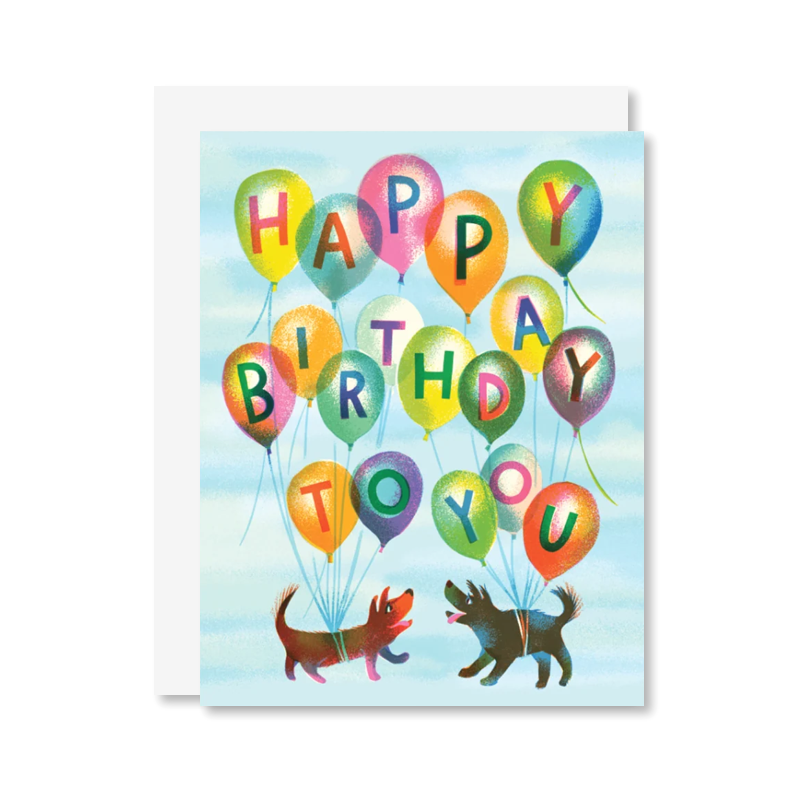 Doggy Birthday Balloons Single Card