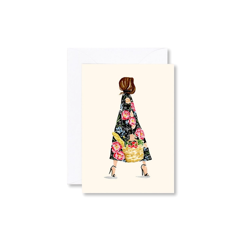 Floral Market Girl Mini Card