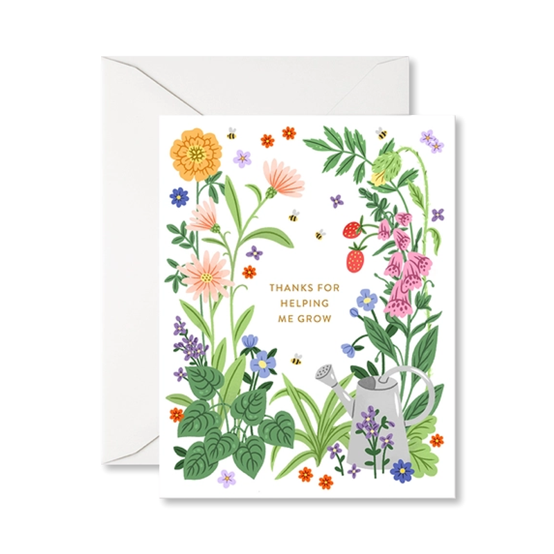 Floral Thanks For Helping Me Grow Single Card