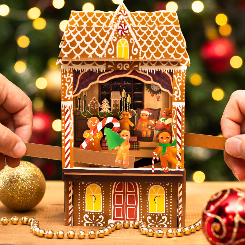 Gingerbread House Paper Theatre Single Card