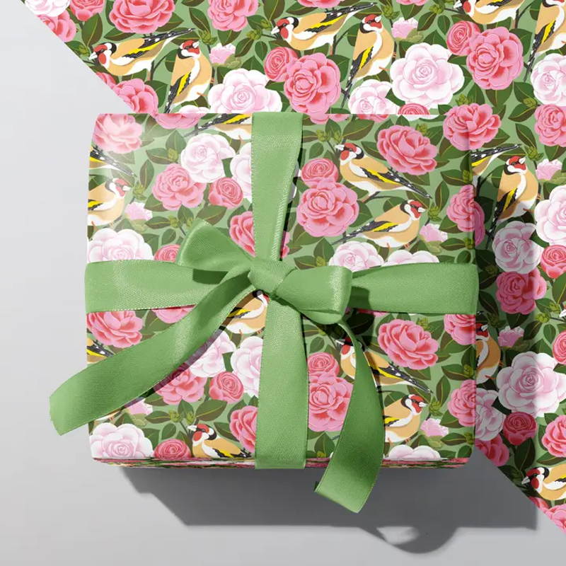 Goldfinch & Camellias Gift Wrap Sheet