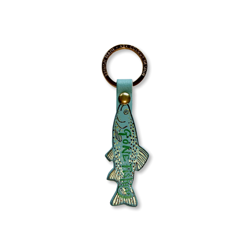 Gone Fishing Keyring - Pale Blue