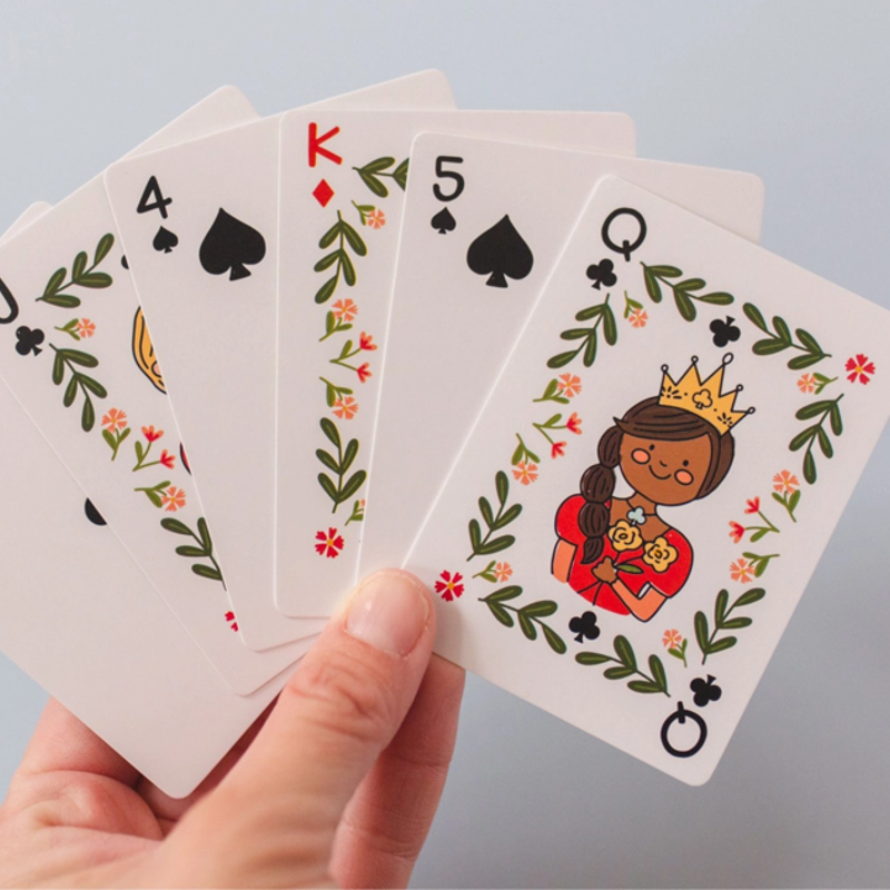 Green Floral Playing Cards