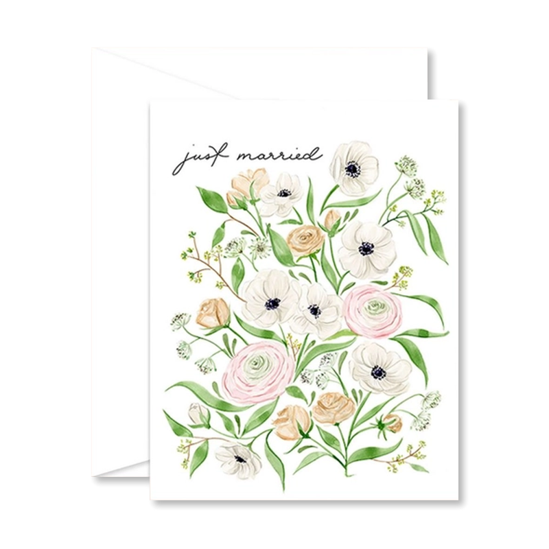 Just Married Flower Single Card