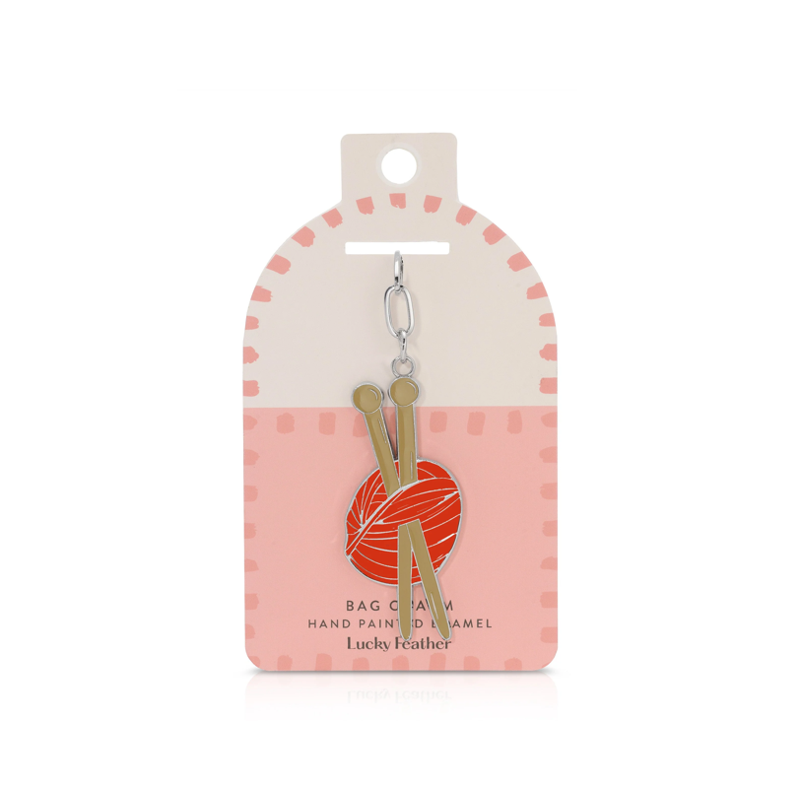 Knitting Enamel Bag Charm