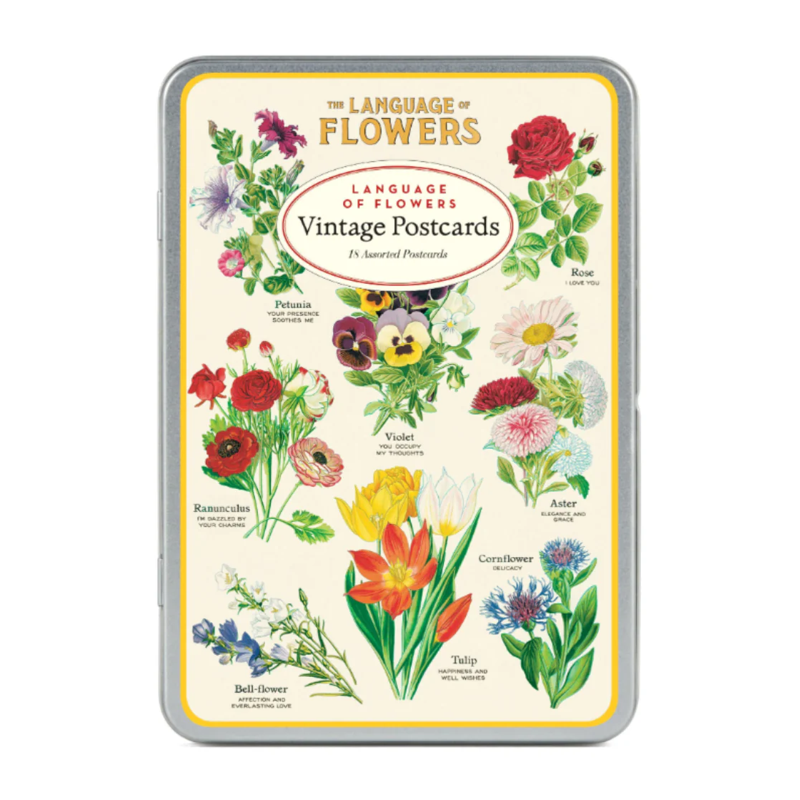 Language of Flowers Vintage Postcard, set/18