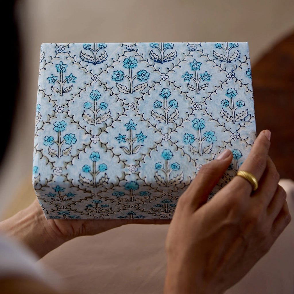Floral Lattice Blue Opal Wrap Sheet