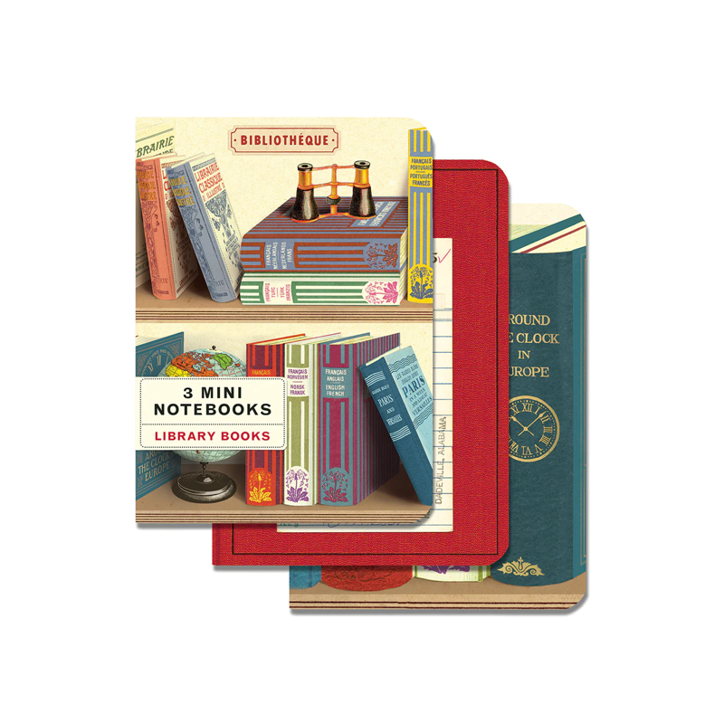 Cavallini Mini Library Books Notebook Set/3