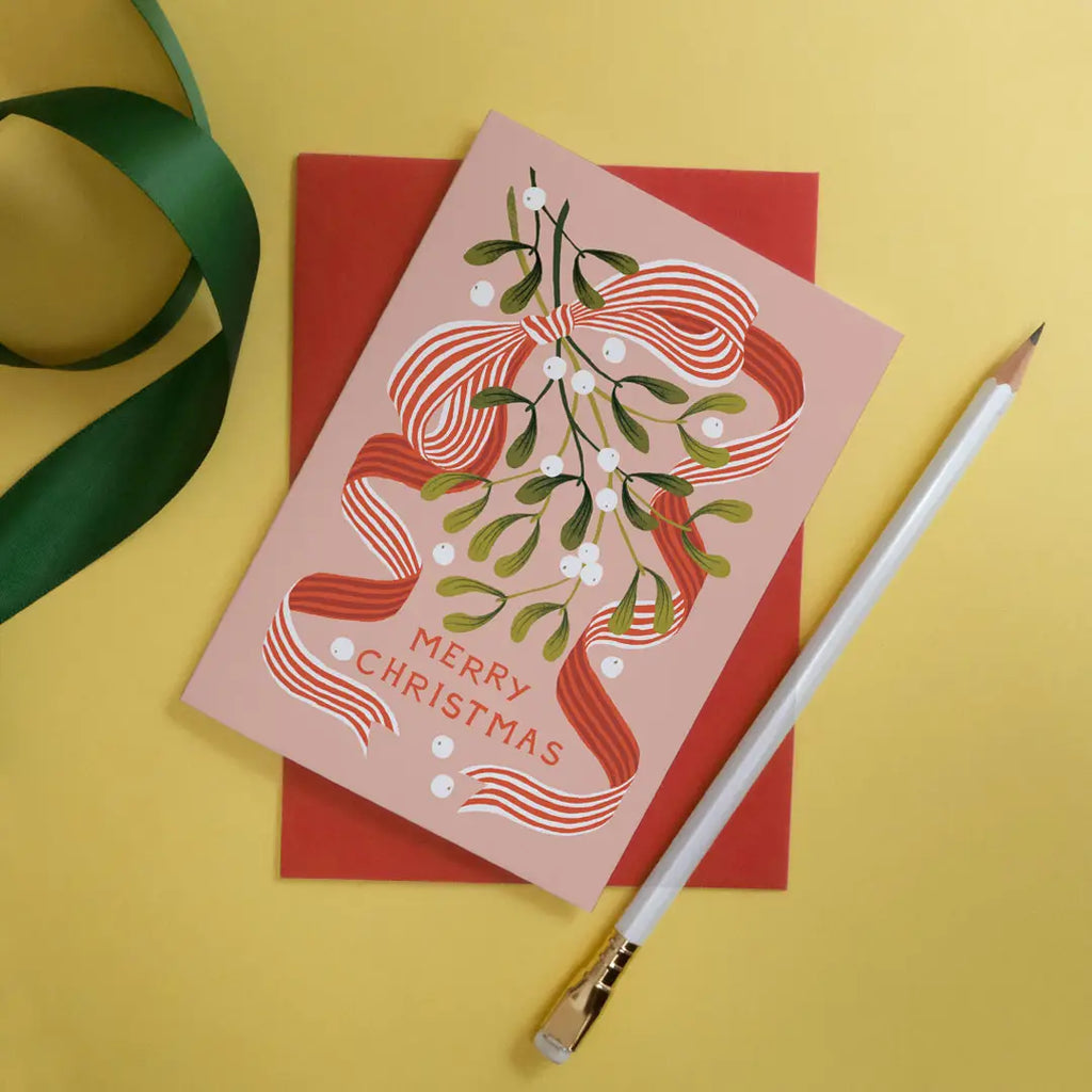 Mistletoe Ribbon Single Card