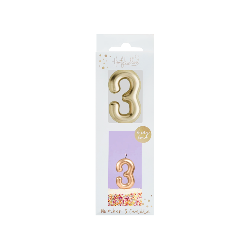 Gold Number 3 Candle
