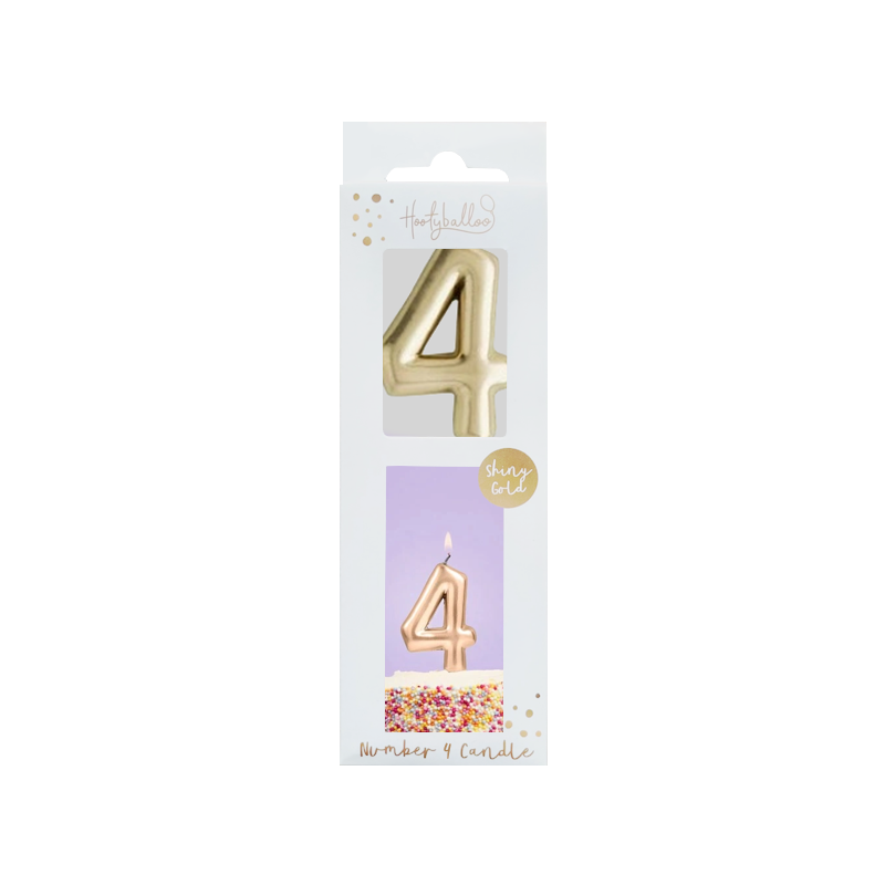 Gold Number 4 Candle