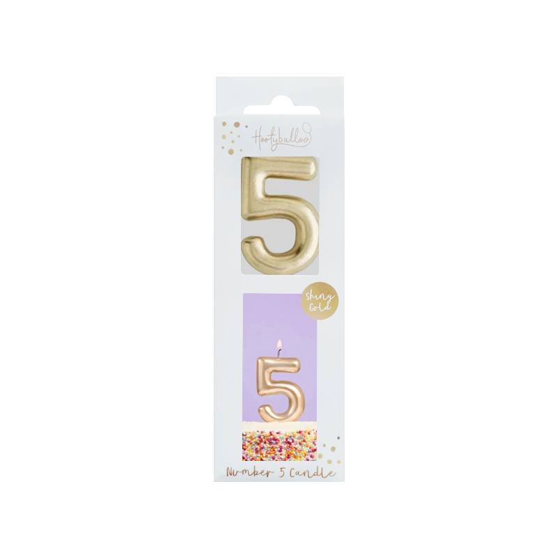 Gold Number 5 Candle