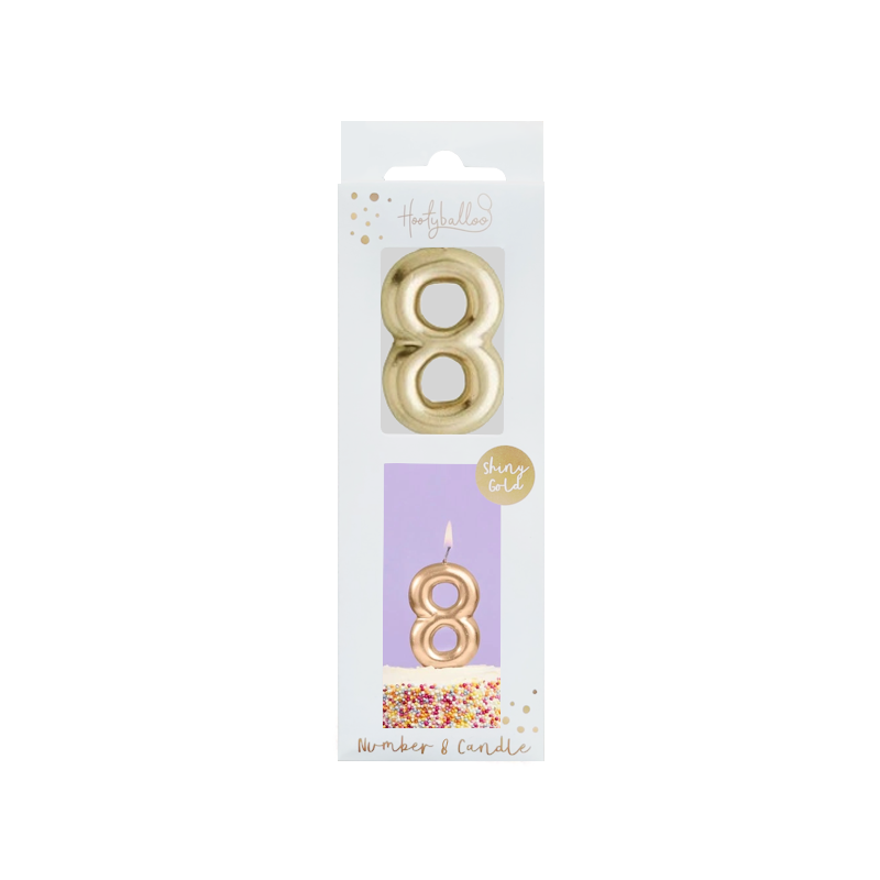 Gold Number 8 Candle