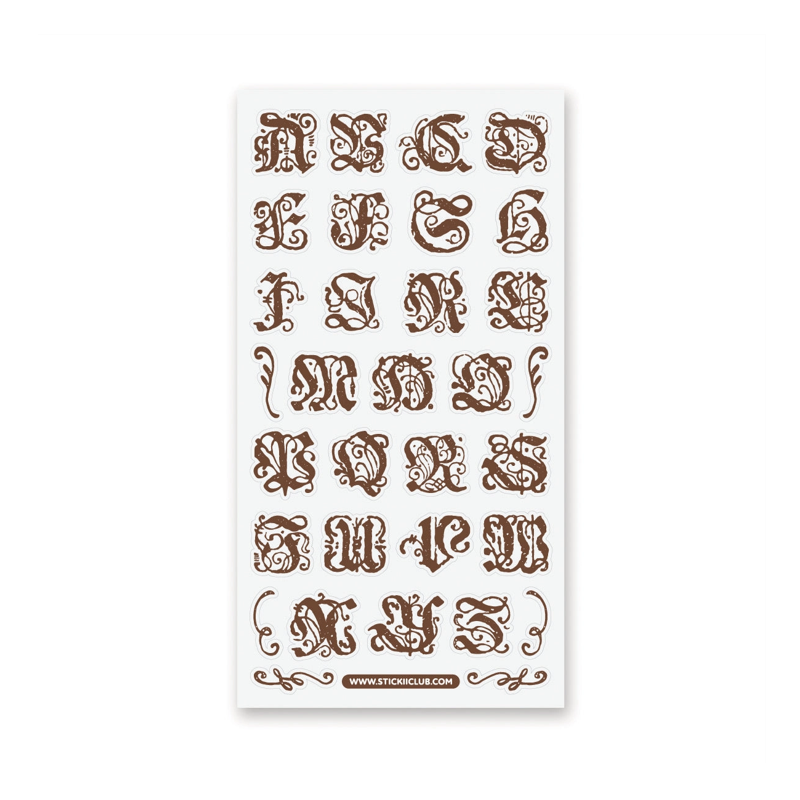 Ornate Alphabet Sticker Sheet