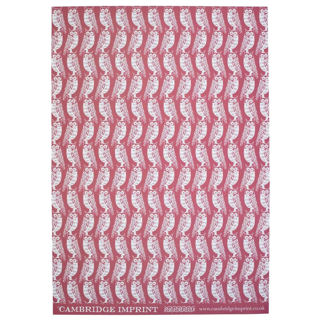 Dark Red Owls Patterned Paper Gift Wrap