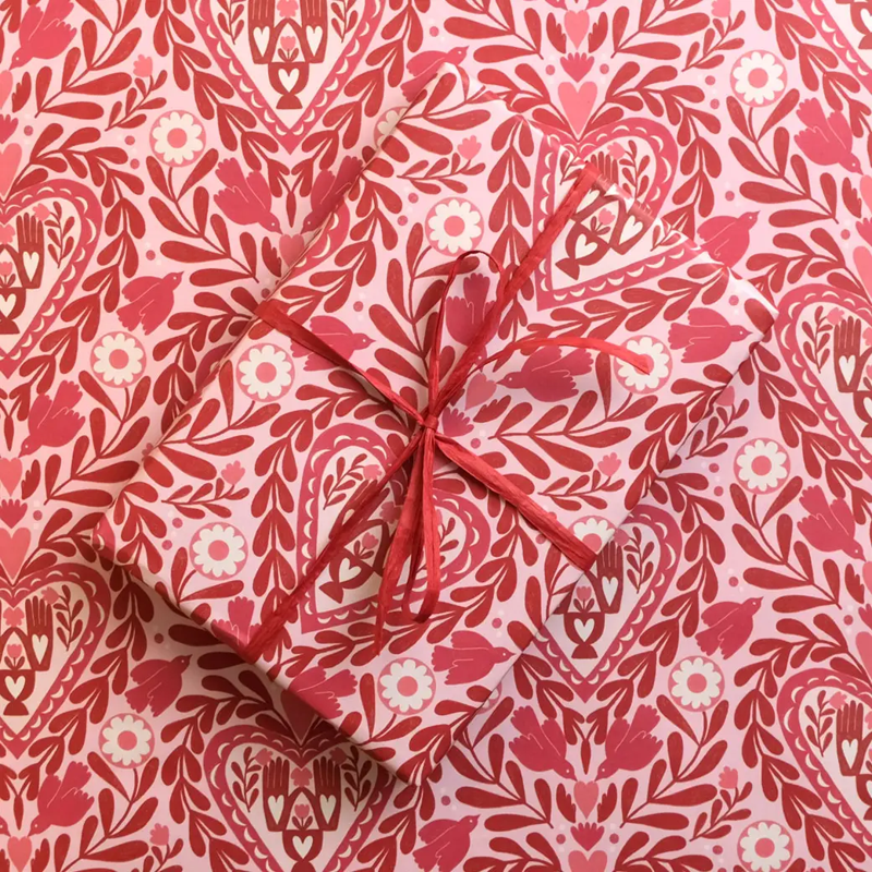 Paper Cut Heart Gift Wrap Sheet