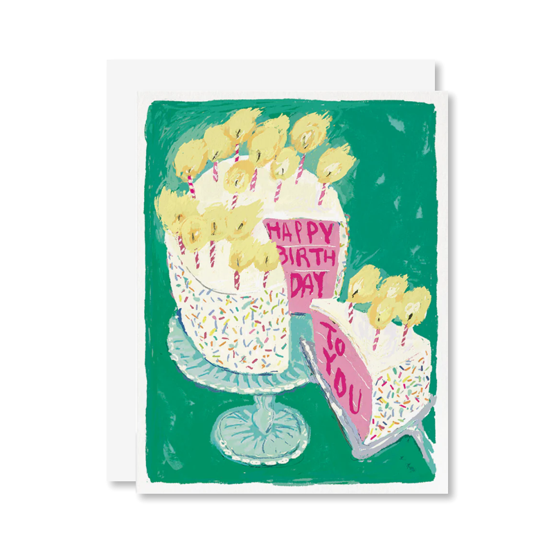 Pink Cake Slice Single Card