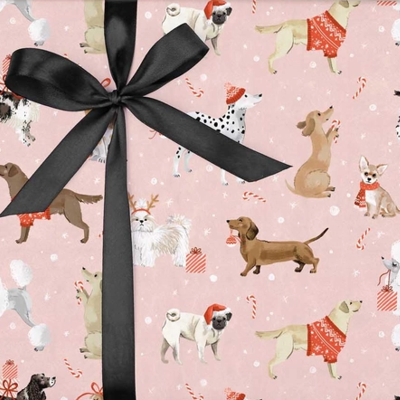 Pink Dog Gift Wrap Sheet