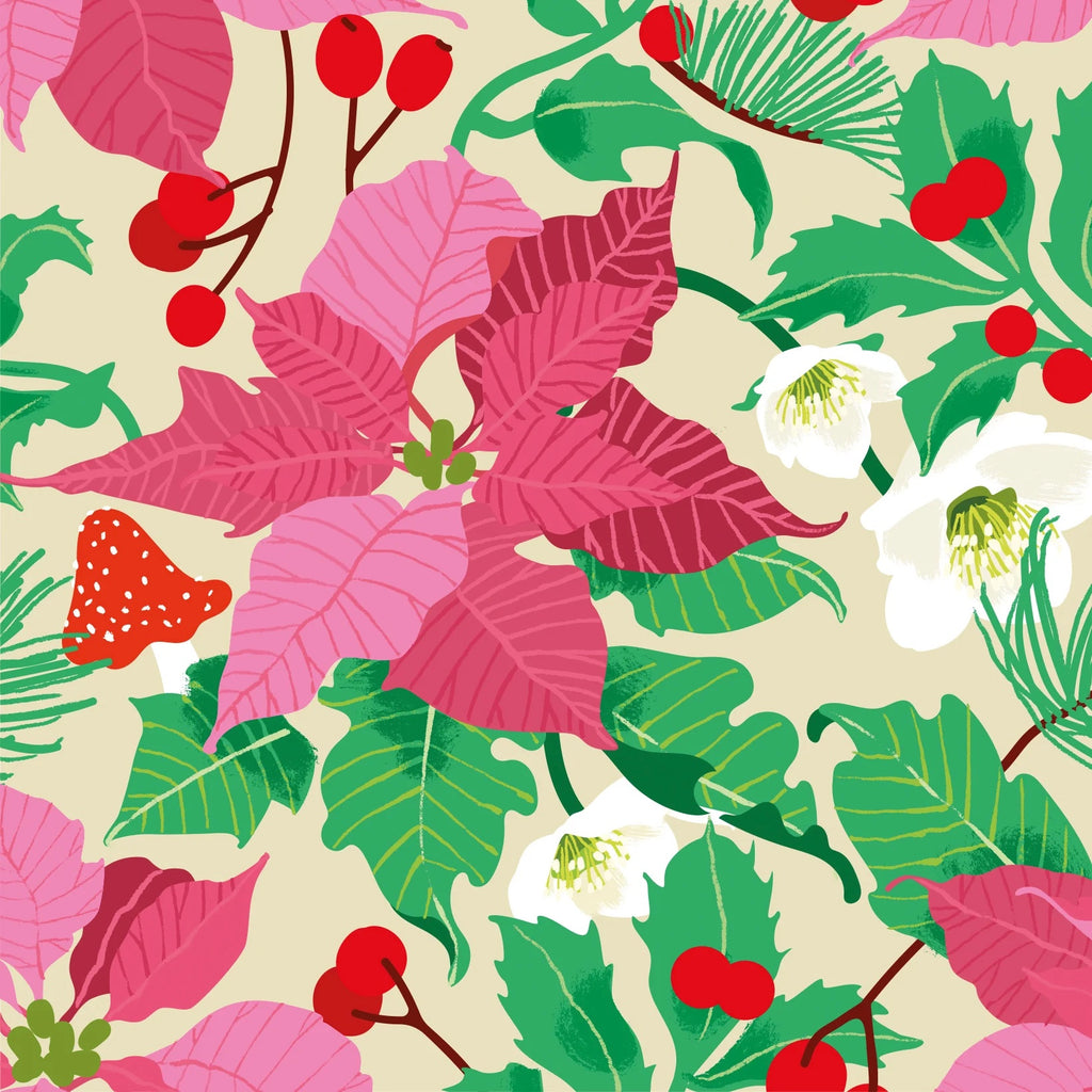 Pink Poinsettia Gift Wrap Sheet