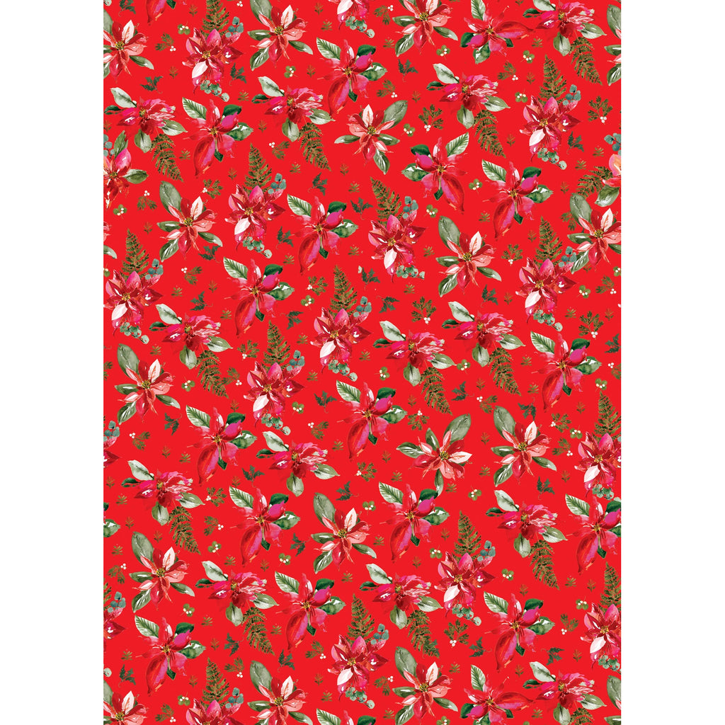 Perfect Poinsettia Double Sided Gift Wrap Sheet