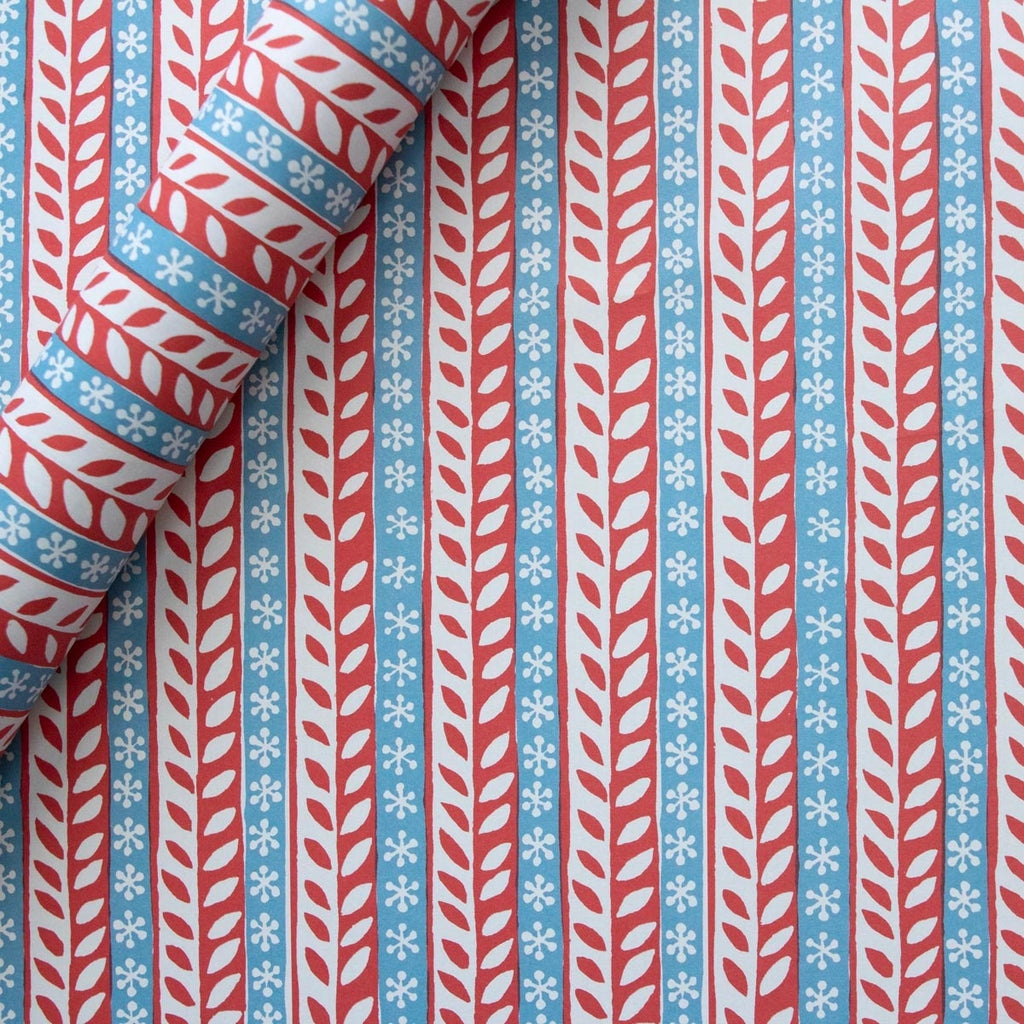 Merry Christmas Red & Blue Patterned Paper Gift Wrap