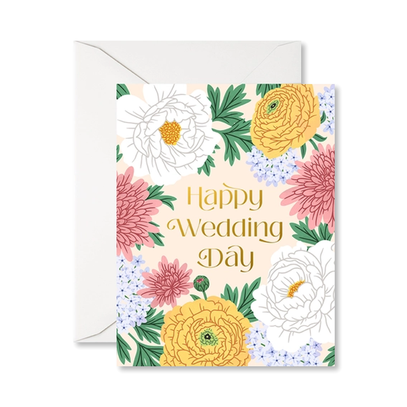 Spring Florals Happy Wedding Day Single Card