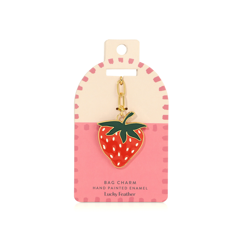 Strawberry Enamel Bag Charm