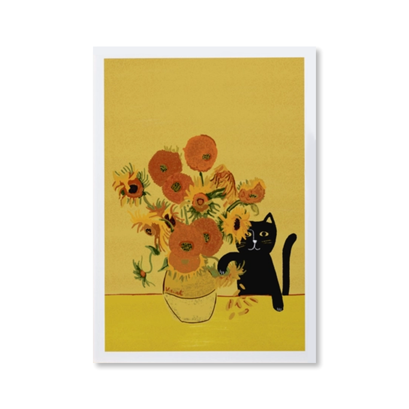 Sunflower Cat Art Print