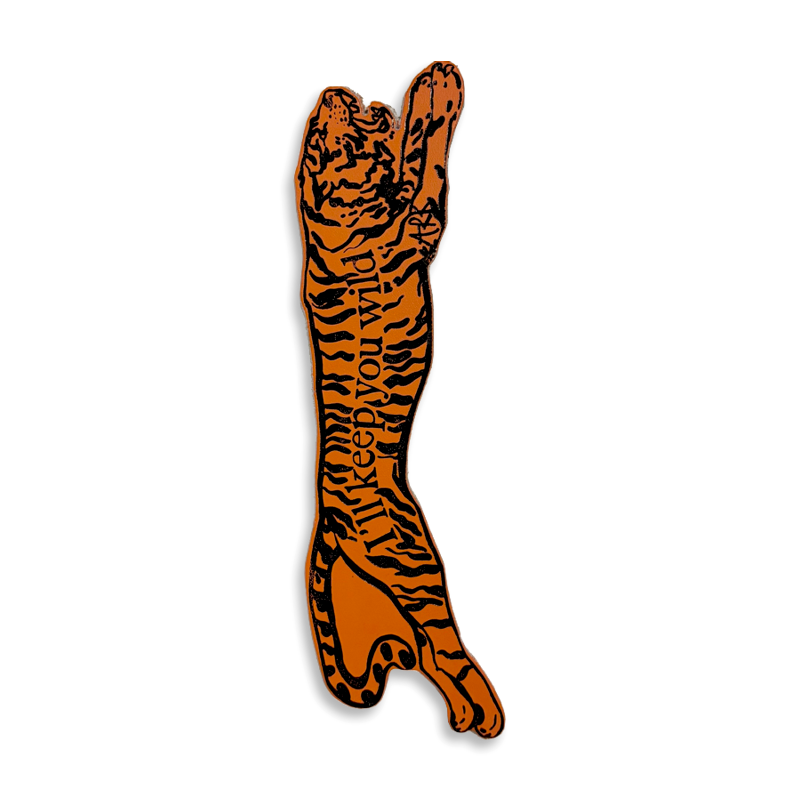 Tiger Leather Bookmark - Orange