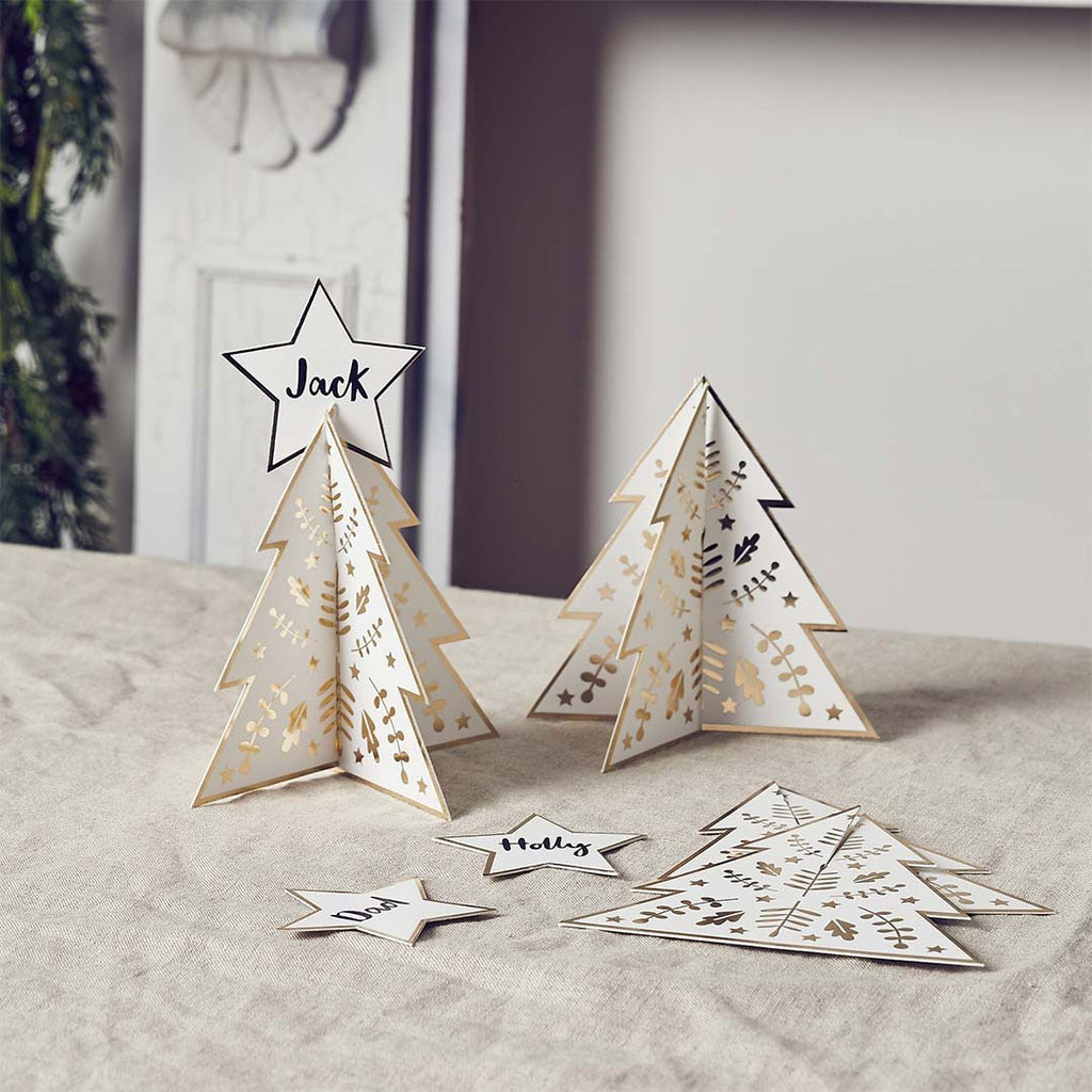 Gold Christmas Tree Table Place Cards - Pack of 10