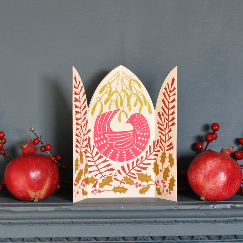 Hidden Winter Bird Triptych Card