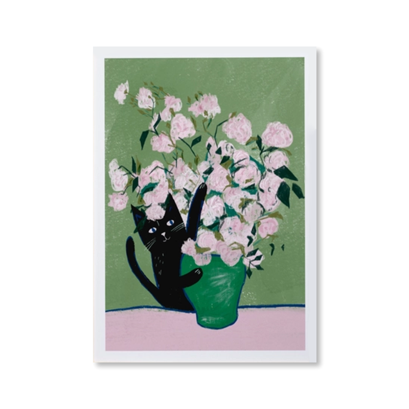 Vincat And Roses Cat Art Print
