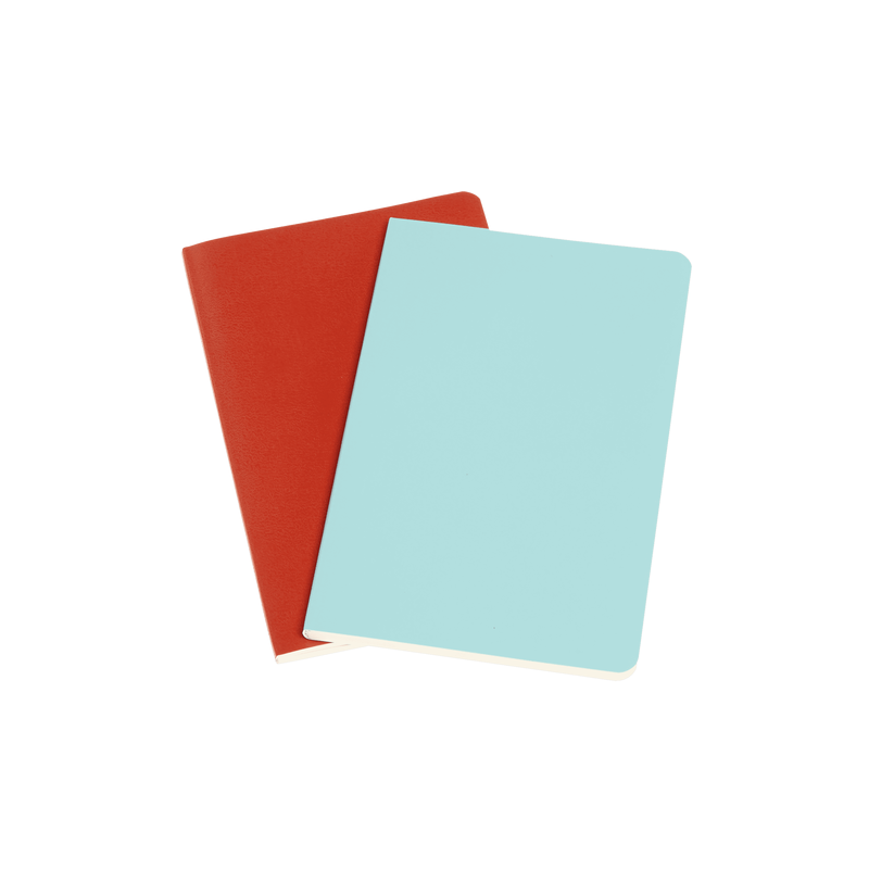 Pocket Volant Ruled Coral/Aquamarine