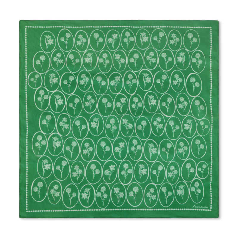 Whimsical Green Floral Happiness Bandana