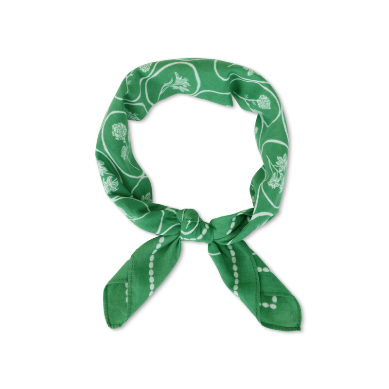 Whimsical Green Floral Happiness Bandana