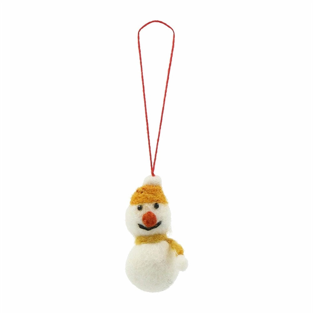 Small Felt Snowman Ornament Yellow