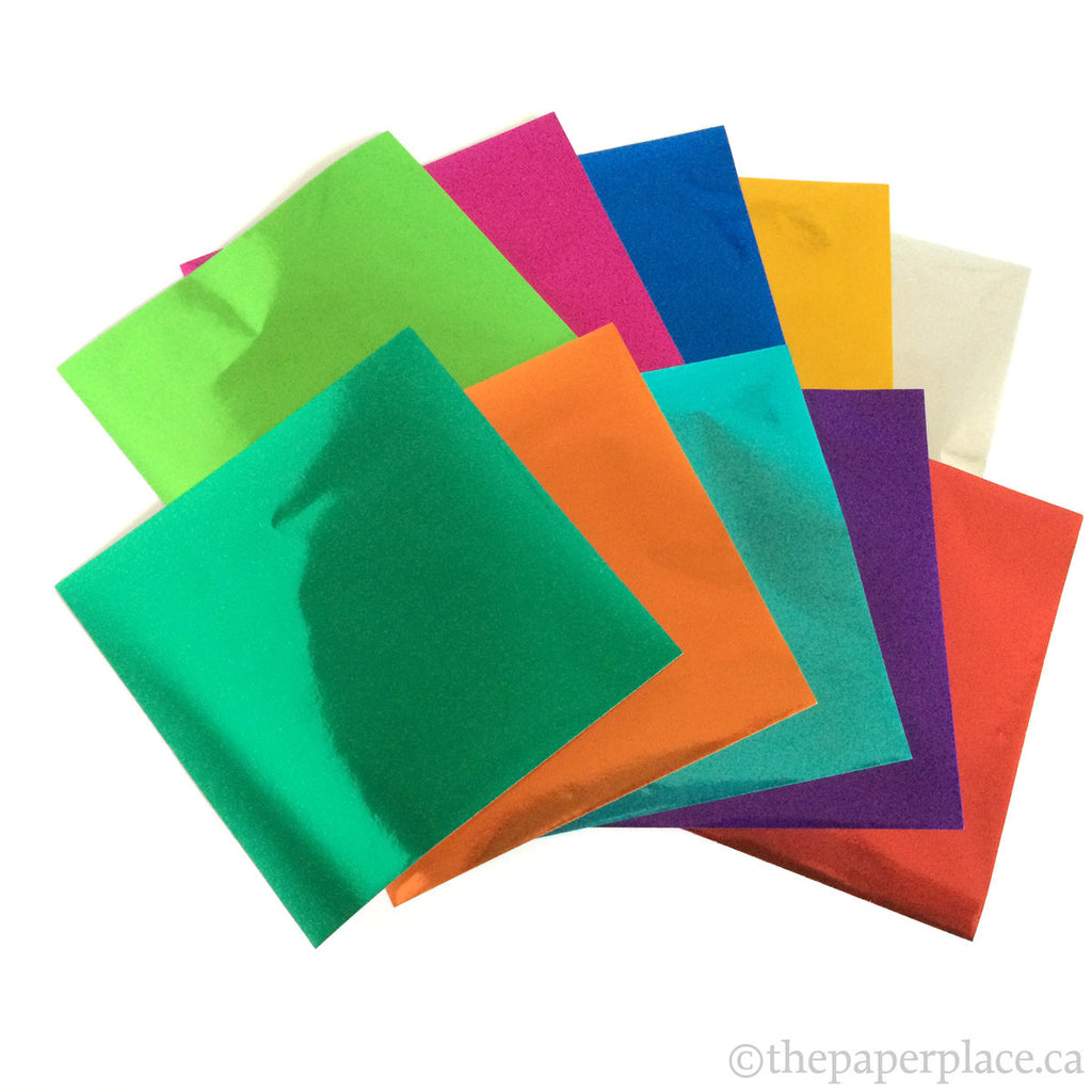 10cm Mixed Solid Colour Foil Origami - 24 Sheets