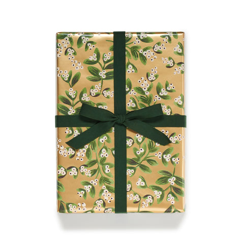 Rifle Paper Co. Mistletoe Gold Continuous Wrapping  Roll