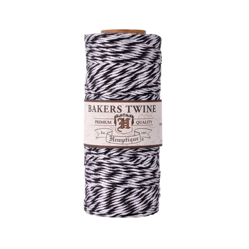 Metallic Cotton Bakers Twine - Black/White with Silver