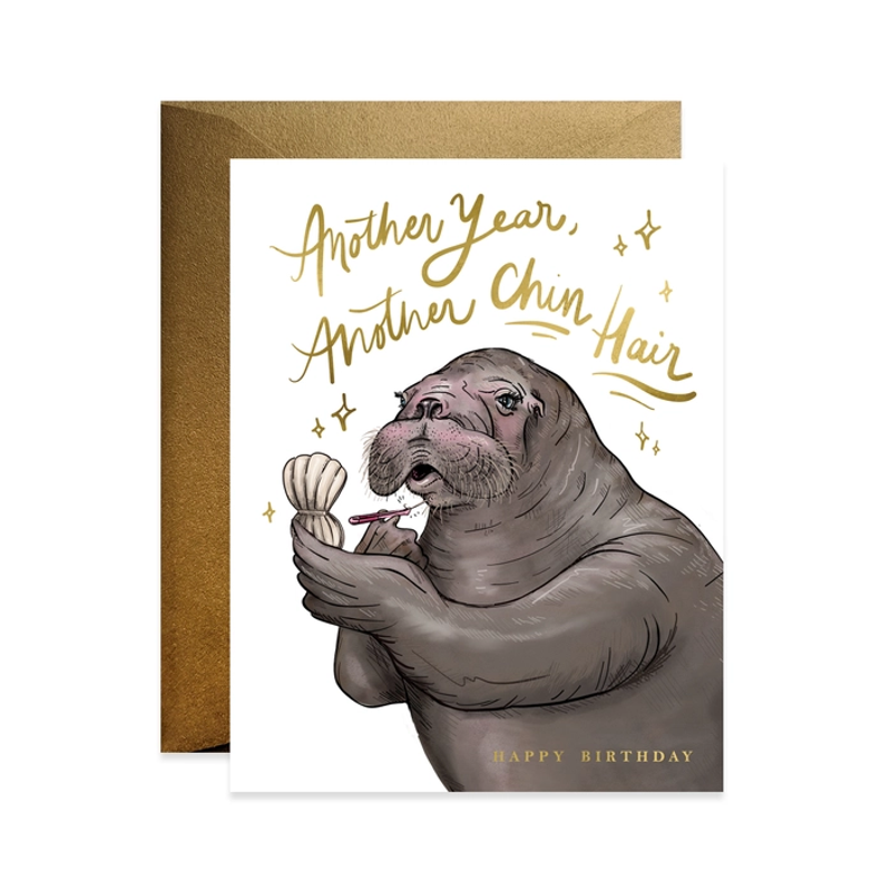 Chin Hair Birthday Single Card