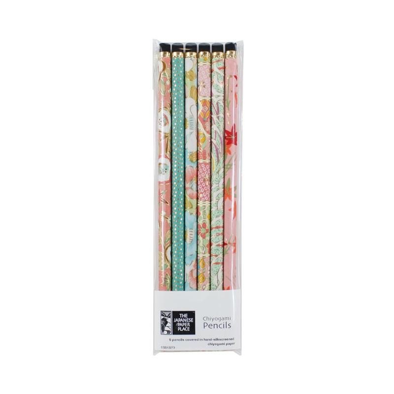Assorted Chiyogami Covered Pencil 6 Pack